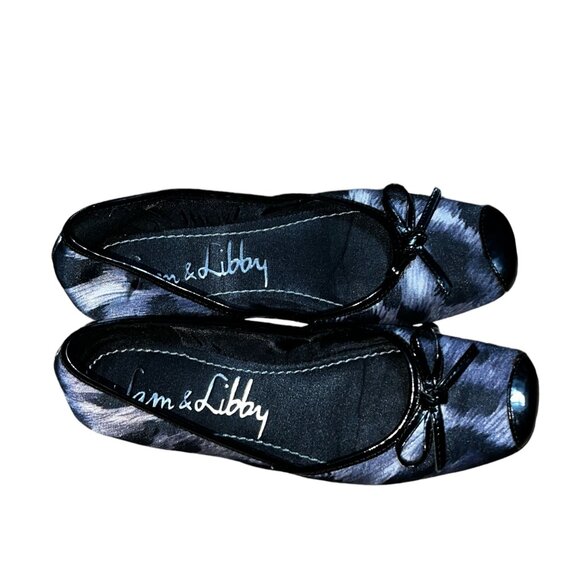 Sam & Libby Zees Shiny Canvas Abstract Bow Front Flat Shoes Sz 5.5 M Womens Blac - Picture 6 of 13